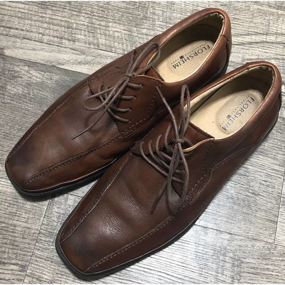 Florsheim Men's Oxford Brown Leather Dress Shoes Loafers Lace Up Tie Size 9D - Picture 2 of 8